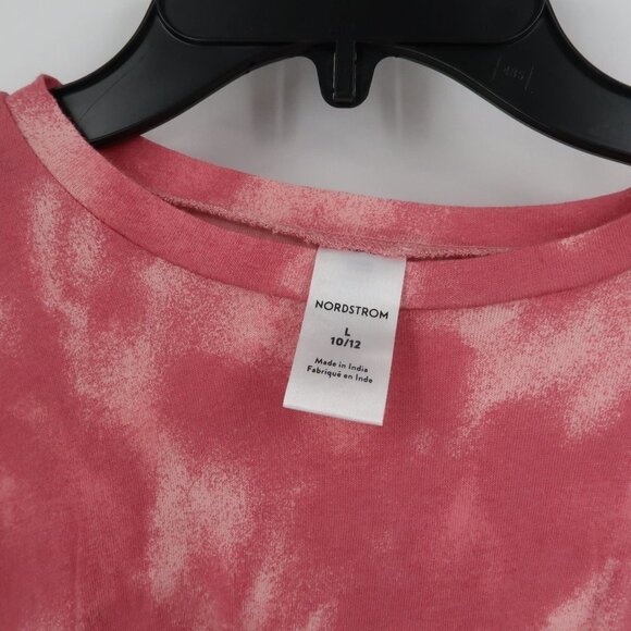 Nordstrom Rose Pink Tie-dye Knot Front Long Sleeve T-Shirt Size Large 10/12 NWT - Picture 4 of 7